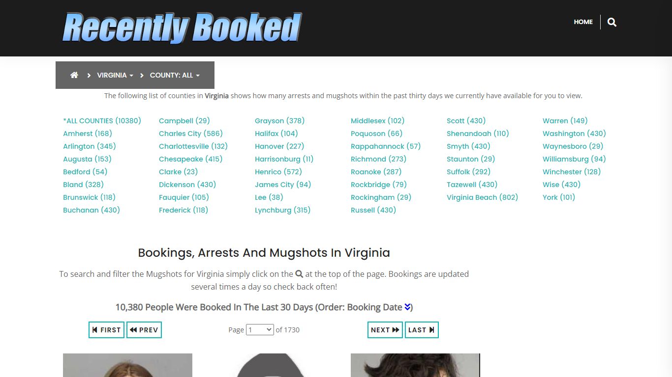 Recent bookings, Arrests, Mugshots in Virginia - Recently Booked