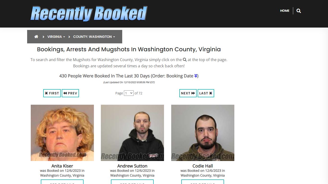 Bookings, Arrests and Mugshots in Washington County, Virginia